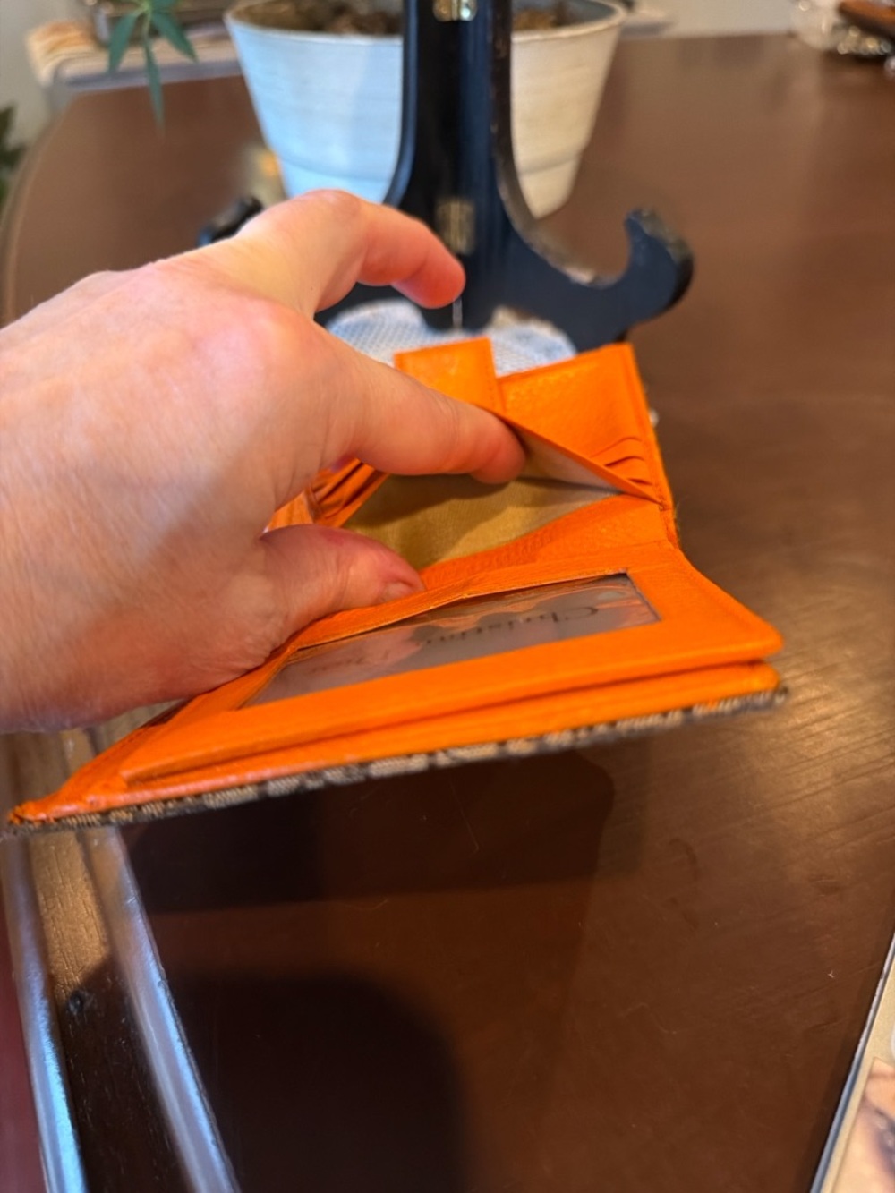 Dior Signature Canvas Small Wallet with Orange Trim - Picture 10 of 13
